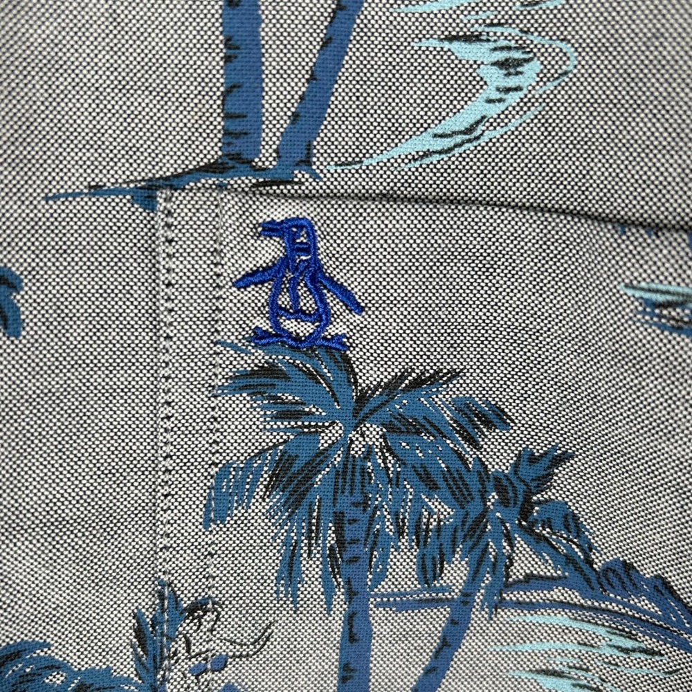 Original Penguin Mens Heritage Slim Fit Tropical Palm Tree Hula Girl Shirt Small - Picture 6 of 6